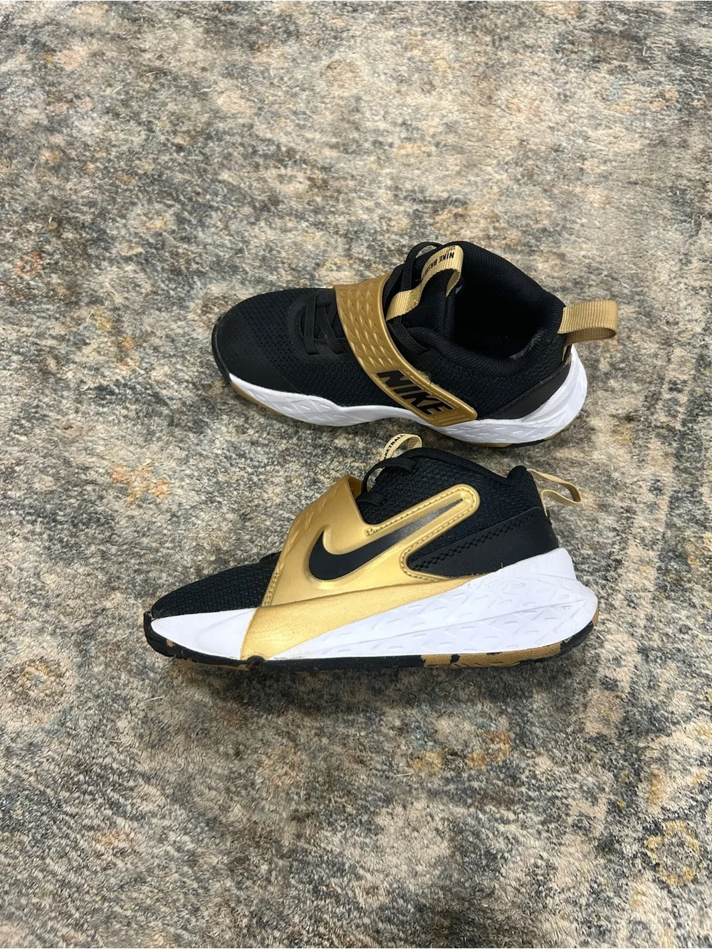Nike Team Hustle D 12 Black and Gold Basketball Shoes